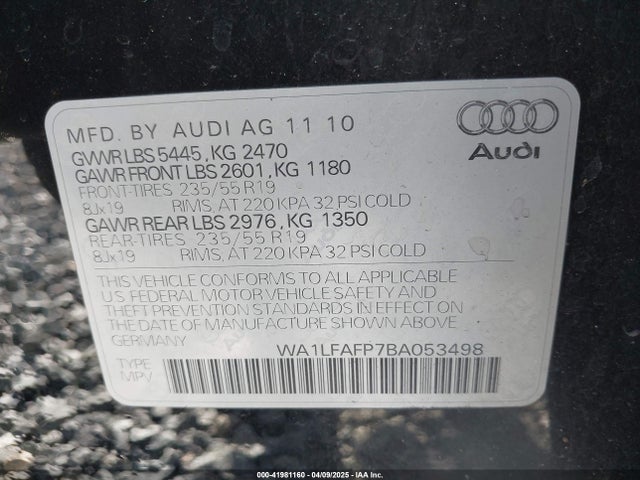 2011 AUDI Q5 WA1LFAFP7BA053498 Photo 8