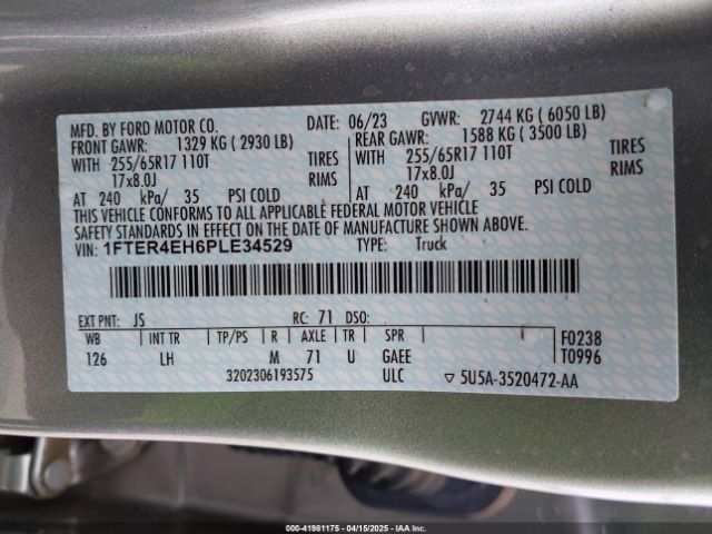 1FTER4EH6PLE34529 Ford RANGER XL