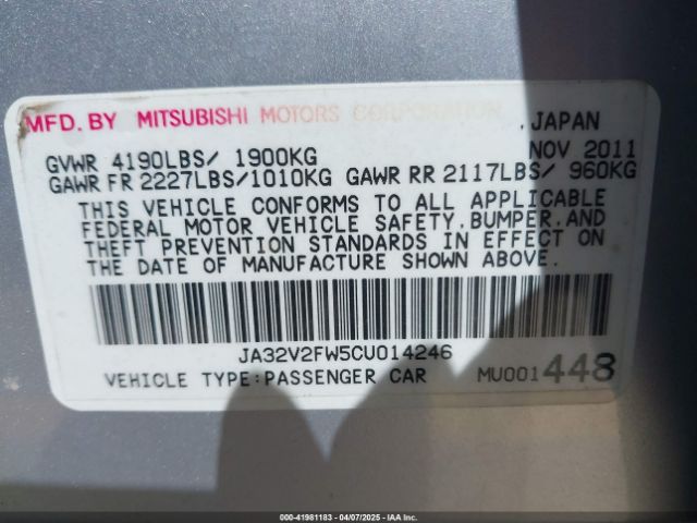 2012 MITSUBISHI LANCER JA32V2FW5CU014246 Photo 8