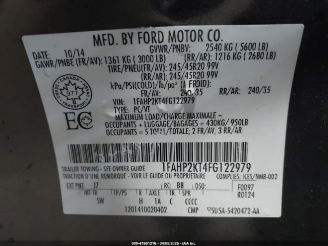 1FAHP2KT4FG122979 Ford TAURUS SHO