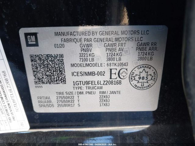 1GTU9FEL6LZ208168 GMC Sierra 1500 4wd  Short Box Denali/4wd  Standard Box Denali