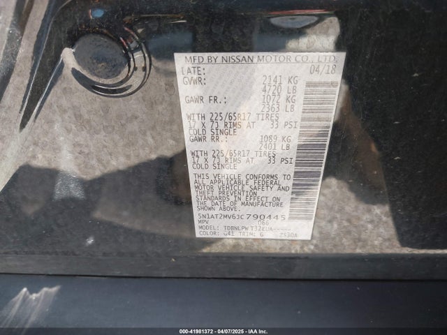 5N1AT2MV6JC790445 Nissan ROGUE S