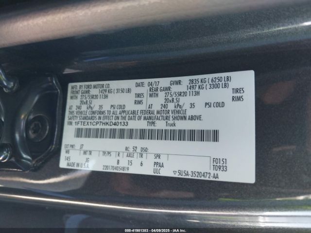 1FTEX1CP7HKD40133 Ford F-150 Xl