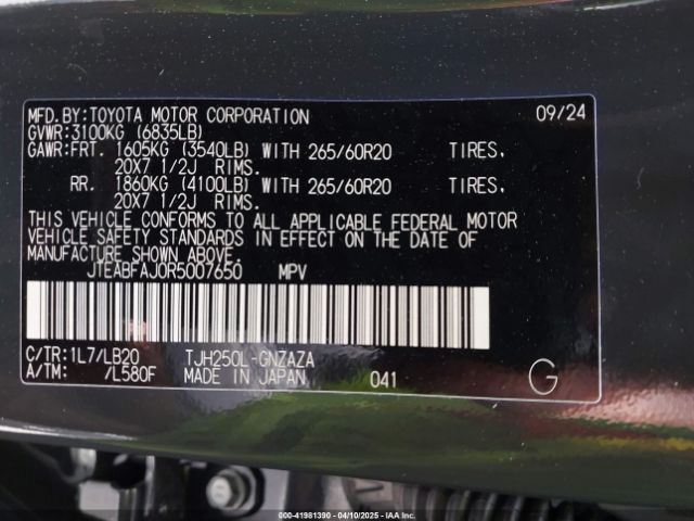 2024 TOYOTA LAND CRUISER JTEABFAJ0R5007650 Photo 8