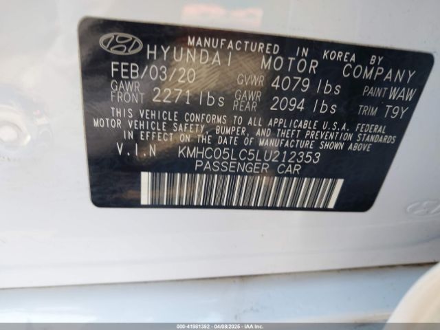 KMHC05LC5LU212353 Hyundai Ioniq Hybrid Limited