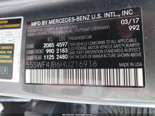 55SWF4JB6HU216916 Mercedes-Benz C 300 Luxury/sport