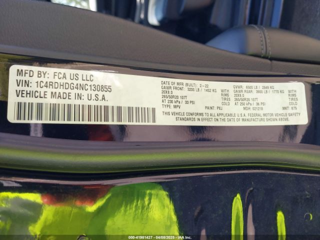 1C4RDHDG4NC130855 Dodge Durango Gt Rwd