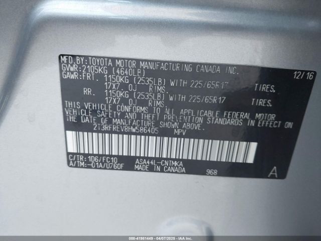 2T3RFREV8HW586405 Toyota Rav4 Xle