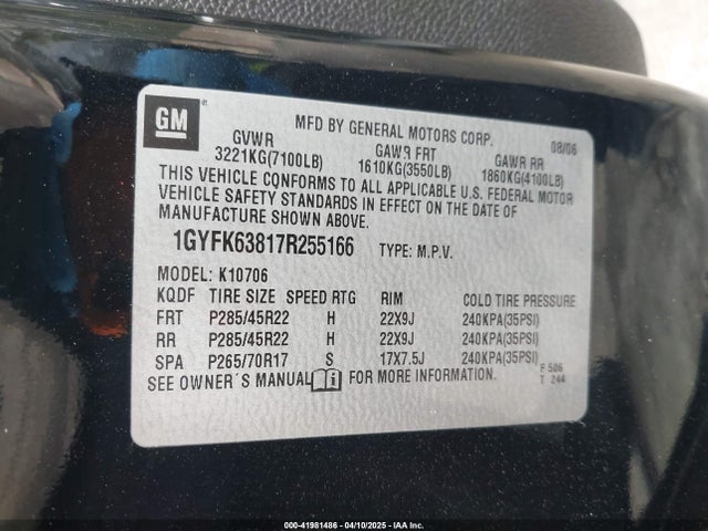 2007 CADILLAC ESCALADE 1GYFK63817R255166 Photo 8