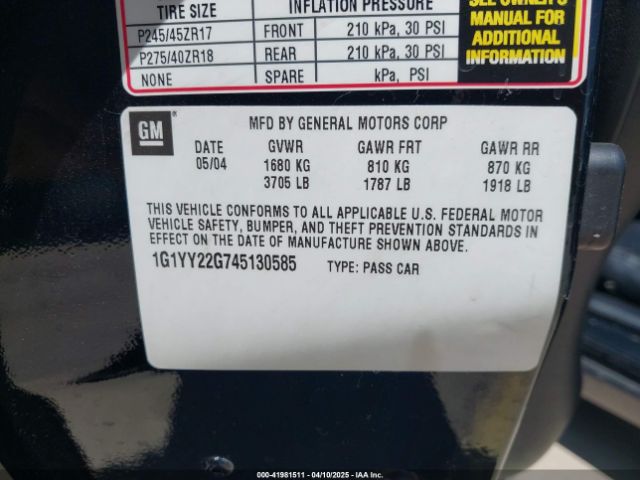 2004 CHEVROLET CORVETTE 1G1YY22G745130585 Photo 8