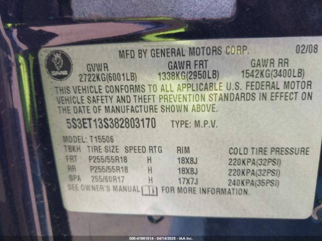 2008 SAAB 9-7X 5S3ET13S382803170 Photo 8