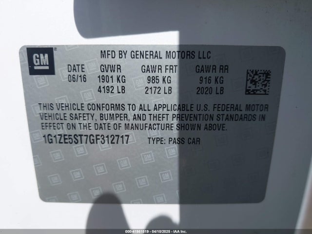 1G1ZE5ST7GF312717 Chevrolet MALIBU 1LT