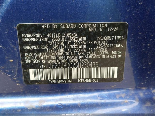 JF2GUHDC2SH230439 Subaru Crosstrek Premium