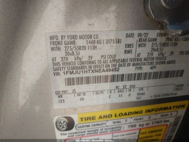 1FMJU1HTXNEA49452 Ford Expedition Xlt