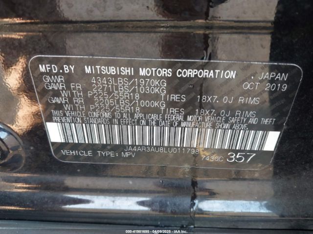 JA4AR3AU8LU011798 Mitsubishi Outlander Sport 2.0 Es Awc