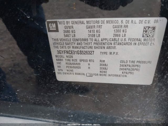 3GYFNCE31GS526327 Cadillac Srx Performance Collection