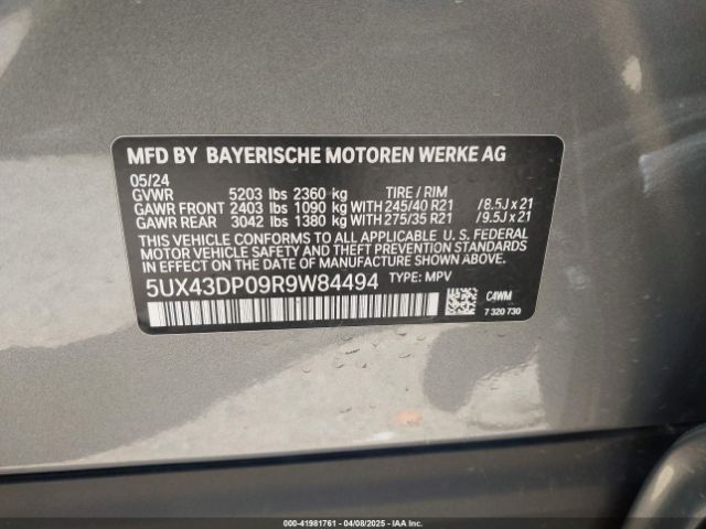 5UX43DP09R9W84494 BMW X3 Sdrive30i