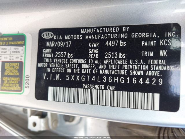 5XXGT4L36HG164429 KIA g 2.4 dohc gdi