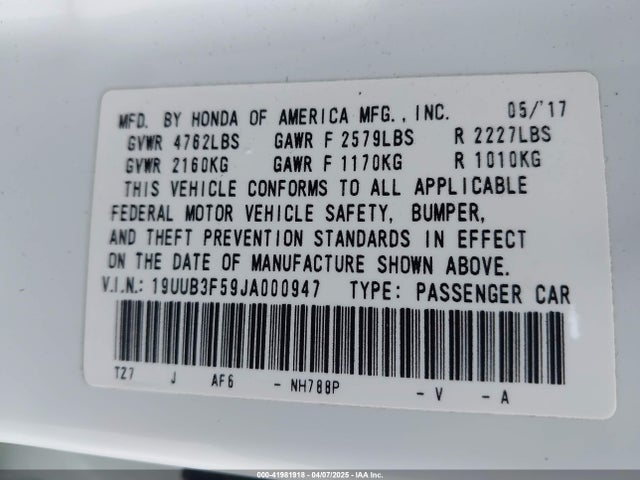 19UUB3F59JA000947 Acura Tlx Tech Pkg