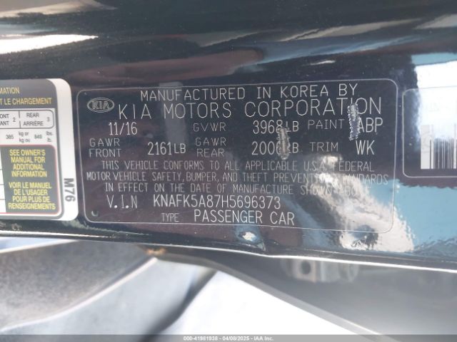 KNAFK5A87H5696373 KIA FORTE LX