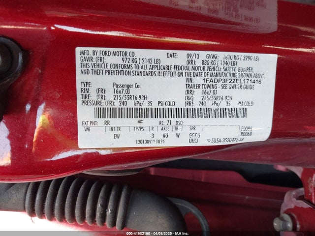 Ford FOCUS SE 2014 1FADP3F22EL171416 Image 9