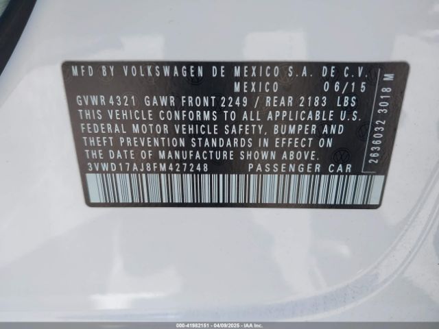 3VWD17AJ8FM427248 Volkswagen Jetta 1.8t Sport