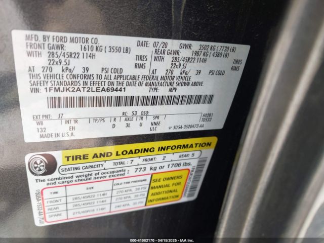 1FMJK2AT2LEA69441 Ford Expedition Limited Max