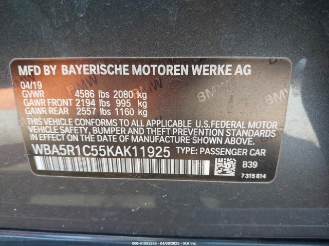 WBA5R1C55KAK11925 BMW 330I