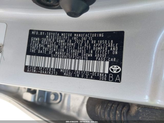 5YFBURHE5FP345816 Toyota COROLLA LE