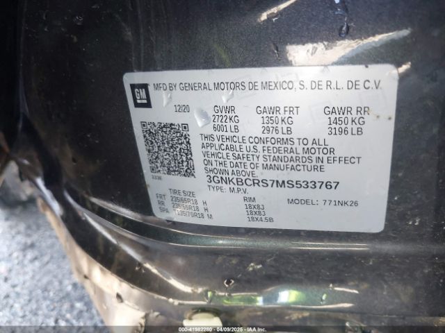 3GNKBCRS7MS533767 Chevrolet Blazer Fwd 2lt