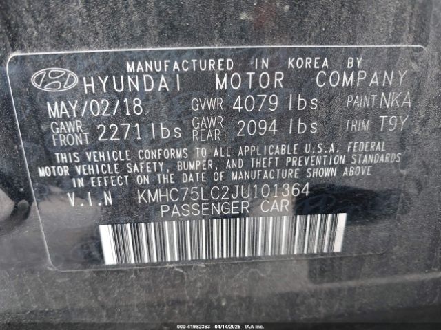 KMHC75LC2JU101364 Hyundai Ioniq Hybrid Sel