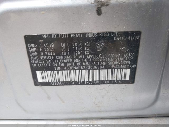 4S3BNAL62F3036084 Subaru Legacy 2.5i Limited