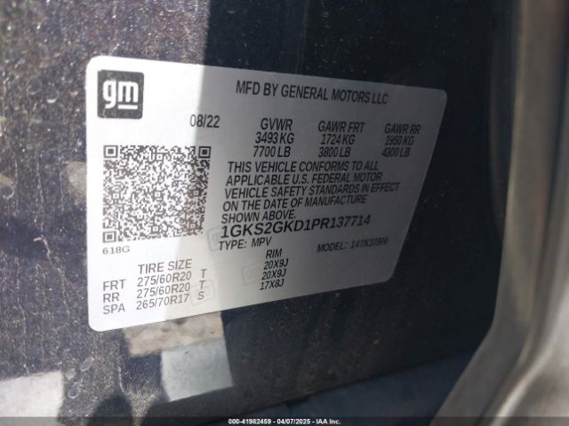 1GKS2GKD1PR137714 GMC Yukon Xl 4wd Slt
