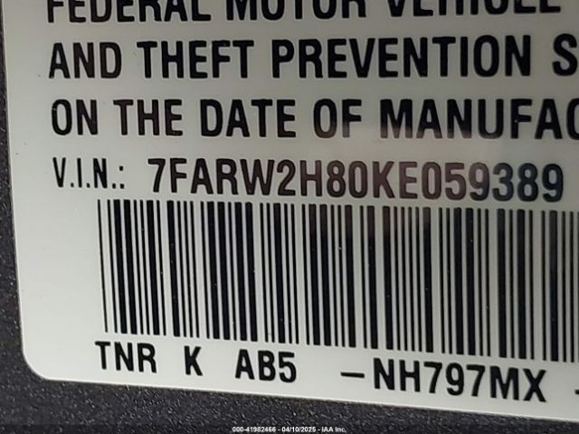 7FARW2H80KE059389 Honda Cr-v Ex-l
