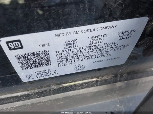 KL77LFE25RC107816 Chevrolet Trax Fwd Sp