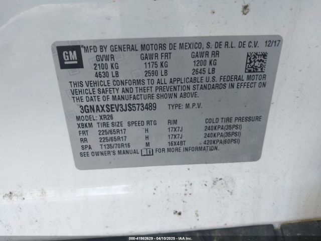 3GNAXSEV3JS573489 Chevrolet EQUINOX LT