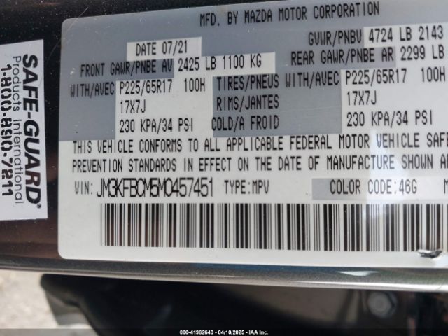 JM3KFBCM5M0457451 Mazda Cx-5 Touring