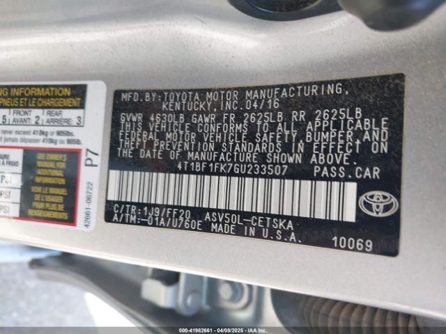 4T1BF1FK7GU233507 Toyota CAMRY SE