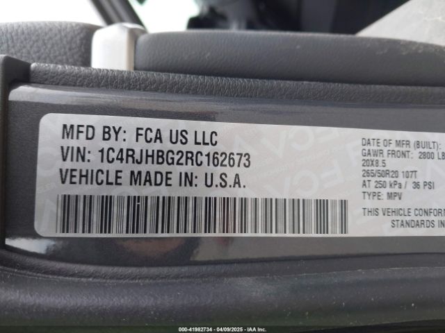 1C4RJHBG2RC162673 Jeep Grand Cherokee Limited 4x4