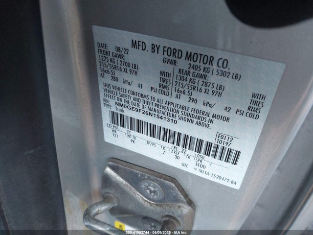 2022 Ford Transit Connect Xlt Passenger Wagon მანქანა იყიდება აუქციონზე, vin: NM0GE9F26N1541310, აუქციონის ნომერი: 41982744