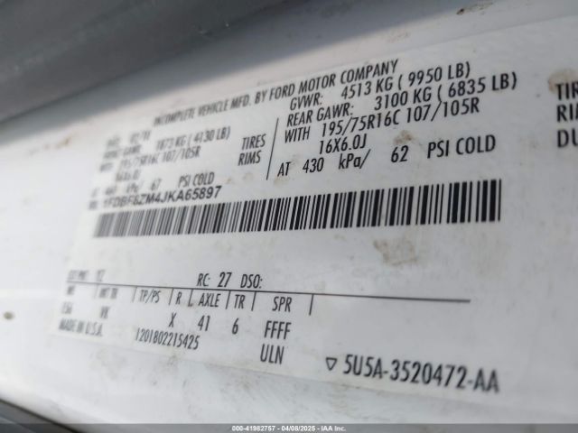 1FDBF8ZM4JKA65897 Ford Transit-350 Cab