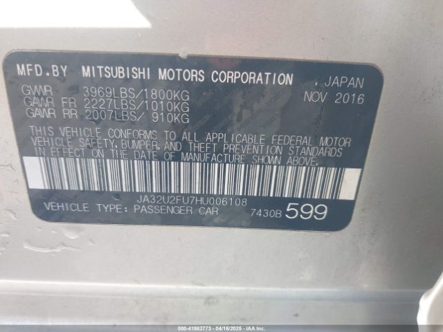 JA32U2FU7HU006108 Mitsubishi LANCER ES