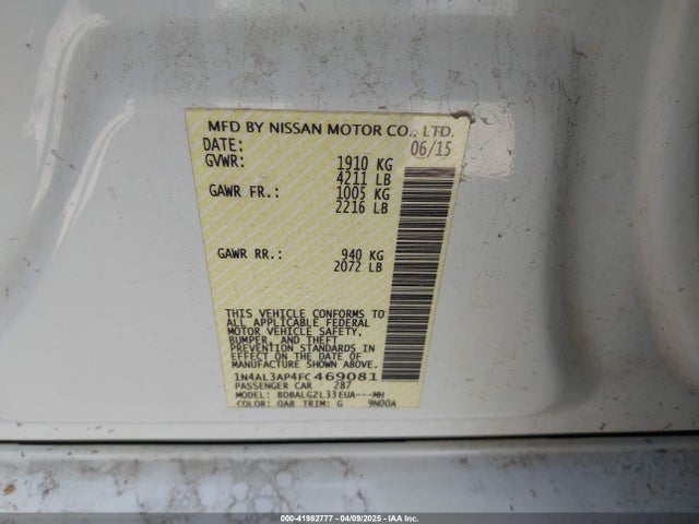 1N4AL3AP4FC469081 Nissan Altima 2.5 S