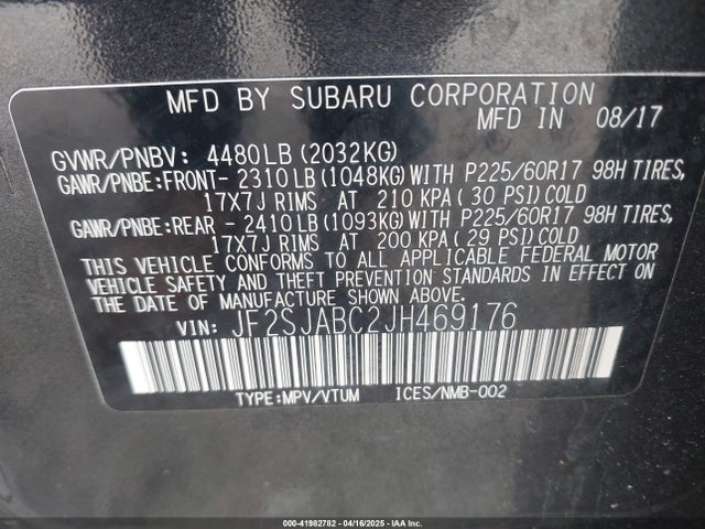 JF2SJABC2JH469176 Subaru Forester 2.5i