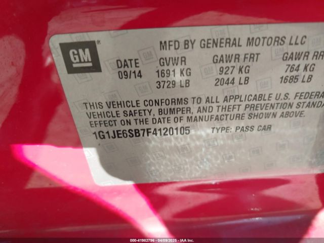 1G1JE6SB7F4120105 Chevrolet Sonic Ltz Auto