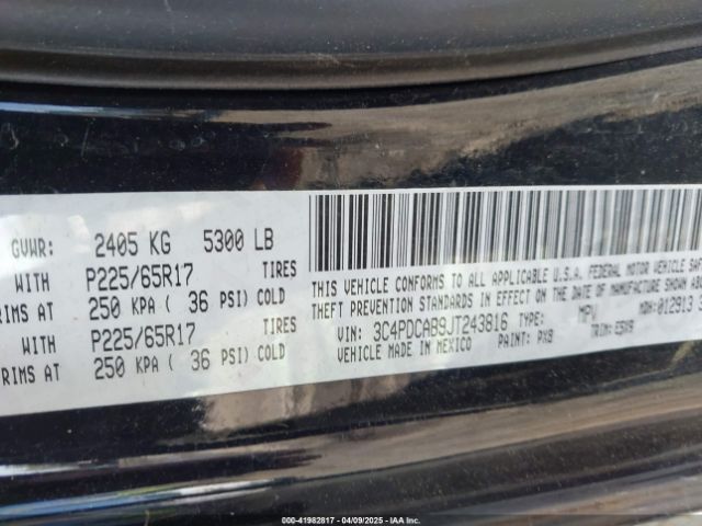 3C4PDCAB9JT243816 Dodge JOURNEY SE