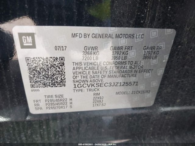 1GCVKSEC3JZ125571 Chevrolet Silverado 1500 2lz