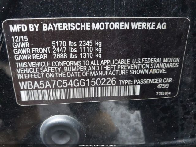 2016 BMW 528I WBA5A7C54GG150226 Photo 8