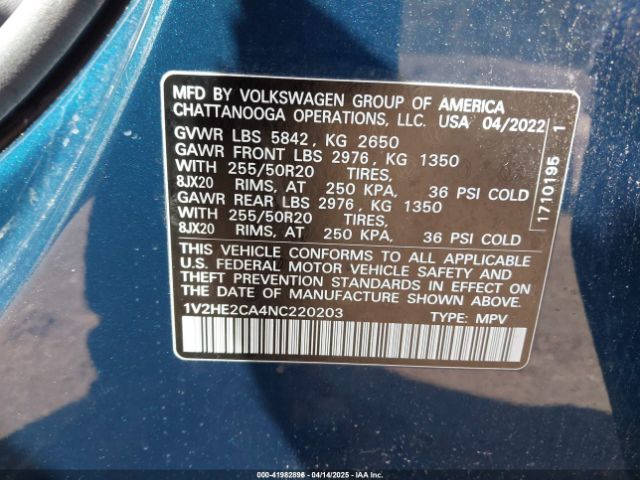 2022 VOLKSWAGEN ATLAS CROSS SPORT 1V2HE2CA4NC220203 Photo 8