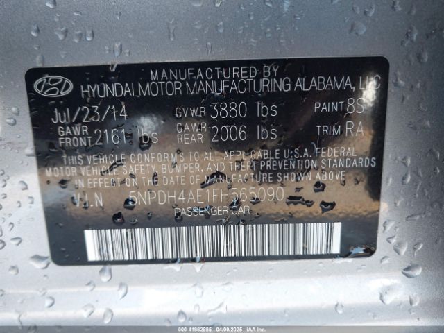 5NPDH4AE1FH565090 Hyundai ELANTRA SE